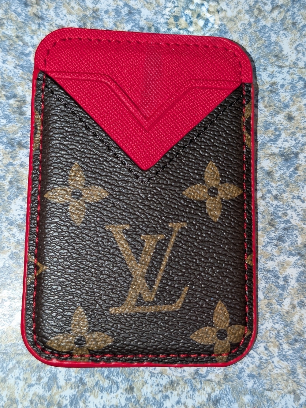 Fashion Inspired Monogram Card Holder - Red & Brown
